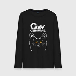 Лонгслив хлопковый мужской Ozzy Osbourne rock cat, цвет: черный