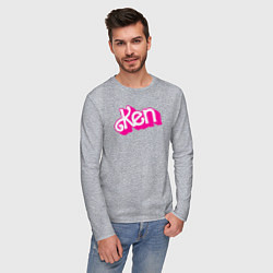 Лонгслив хлопковый мужской Логотип розовый Кен, цвет: меланж — фото 2
