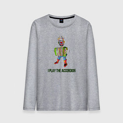 Лонгслив хлопковый мужской Я играю на баяне, цвет: меланж