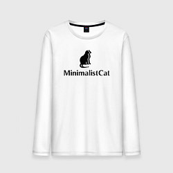 Лонгслив хлопковый мужской Коты MinimalistCat, цвет: белый