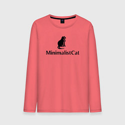 Лонгслив хлопковый мужской Коты MinimalistCat, цвет: коралловый