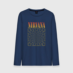 Лонгслив хлопковый мужской Nirvana лого, цвет: тёмно-синий