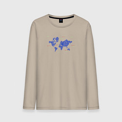 Мужской лонгслив Синяя карта мира