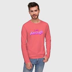 Лонгслив хлопковый мужской I am kenough barbie, цвет: коралловый — фото 2