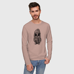 Лонгслив хлопковый мужской Сова на стиле, цвет: пыльно-розовый — фото 2