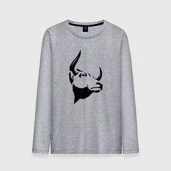 Лонгслив хлопковый мужской Голова быка, цвет: меланж