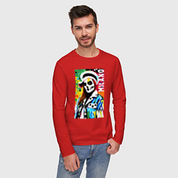 Лонгслив хлопковый мужской Skeleton fashionista - Milano - pop art, цвет: красный — фото 2