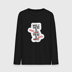 Лонгслив хлопковый мужской While where is code where is bugs, цвет: черный