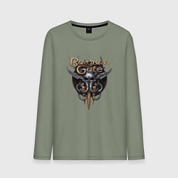 Лонгслив хлопковый мужской Baldurs Gate 3 - logotype, цвет: авокадо