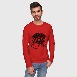 Лонгслив хлопковый мужской Queen - logo, цвет: красный — фото 2