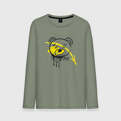 Лонгслив хлопковый мужской Медведь в стиле urban, цвет: авокадо