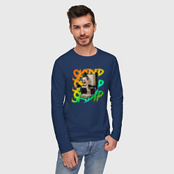 Лонгслив хлопковый мужской Skibidi toilet, цвет: тёмно-синий — фото 2