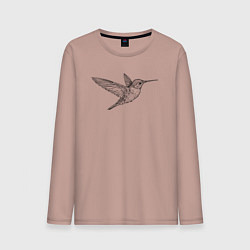 Лонгслив хлопковый мужской Колибри летает, цвет: пыльно-розовый