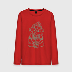 Лонгслив хлопковый мужской Ганеша зеленый лайн, цвет: красный