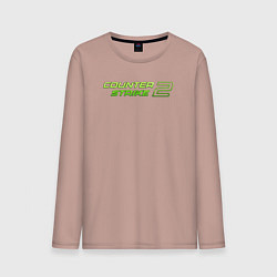 Лонгслив хлопковый мужской Counter strike 2 green logo, цвет: пыльно-розовый