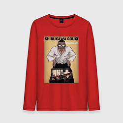 Лонгслив хлопковый мужской Боец Баки: Сибукава Гоки, цвет: красный