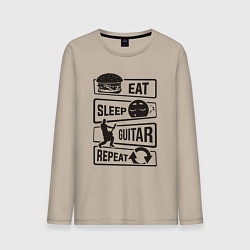 Мужской лонгслив Eat sleep guitar repeat