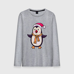 Мужской лонгслив Праздничный пингвин