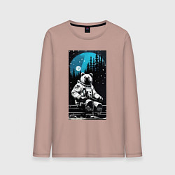 Лонгслив хлопковый мужской Медведь-космонавт - нейросеть, цвет: пыльно-розовый