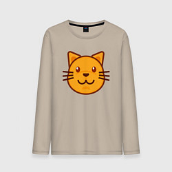 Лонгслив хлопковый мужской Оранжевый котик счастлив, цвет: миндальный
