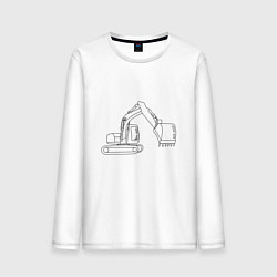 Лонгслив хлопковый мужской Эксковатор контурный, цвет: белый