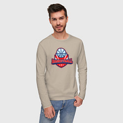 Лонгслив хлопковый мужской Basketball game, цвет: миндальный — фото 2
