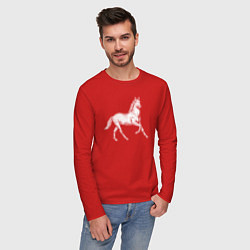 Лонгслив хлопковый мужской Белая лошадь на скаку, цвет: красный — фото 2