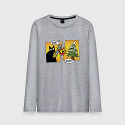 Мужской лонгслив Кот против елки
