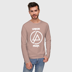 Лонгслив хлопковый мужской Linkin Park logo, цвет: пыльно-розовый — фото 2