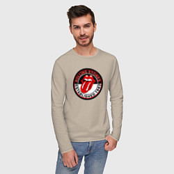 Лонгслив хлопковый мужской Rolling Stones established 1962, цвет: миндальный — фото 2