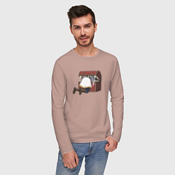 Лонгслив хлопковый мужской Фрирен застряла в сундуке мимике, цвет: пыльно-розовый — фото 2