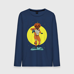 Лонгслив хлопковый мужской Space pumpkin, цвет: тёмно-синий