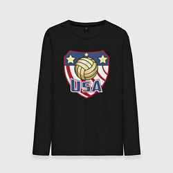 Лонгслив хлопковый мужской США волейбол, цвет: черный