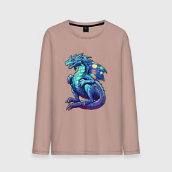 Лонгслив хлопковый мужской Синий дракон новогодний, цвет: пыльно-розовый