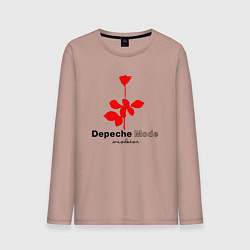 Лонгслив хлопковый мужской Depeche Mode - Violator album logo, цвет: пыльно-розовый