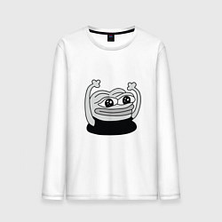 Лонгслив хлопковый мужской Лягушонок радуется, цвет: белый