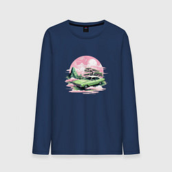 Мужской лонгслив Ретро автомобиль на розовом закате