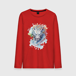 Мужской лонгслив Дракон нарисованный акварелью