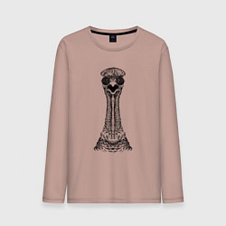 Лонгслив хлопковый мужской Индейка в кепке, цвет: пыльно-розовый
