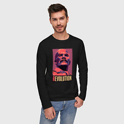 Лонгслив хлопковый мужской Lenin revolution, цвет: черный — фото 2