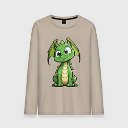 Лонгслив хлопковый мужской Маленький дракончик, цвет: миндальный