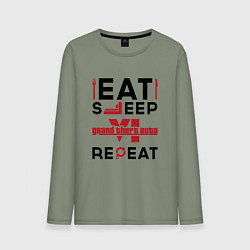 Мужской лонгслив Надпись: eat sleep GTA6 repeat
