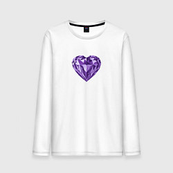 Лонгслив хлопковый мужской Фиолетовое алмазное сердце, цвет: белый