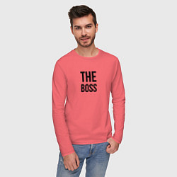 Лонгслив хлопковый мужской The boss - Couple, цвет: коралловый — фото 2