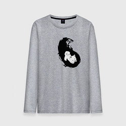 Лонгслив хлопковый мужской Инь ян чёрный парный, цвет: меланж