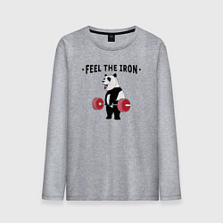 Мужской лонгслив Почувствуй железо - панда бодибилдер