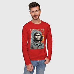 Лонгслив хлопковый мужской Портрет Че Гевара, цвет: красный — фото 2