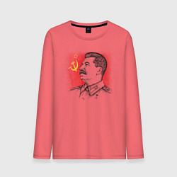 Лонгслив хлопковый мужской Профиль Сталина СССР, цвет: коралловый