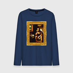 Мужской лонгслив Нейросеть - Мона Лиза в туалете картина прикол