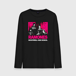 Лонгслив хлопковый мужской Ramones rocknroll high school, цвет: черный